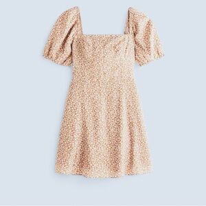 Abercrombie & Fitch Tan Floral corset puff sleeve Mini Dress- size Small-NWOT